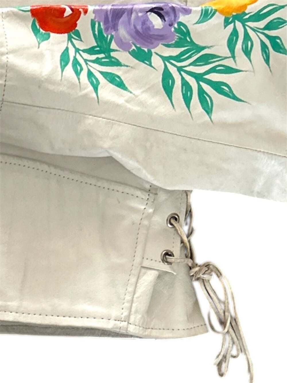 Jamin Leather White Floral Hand-Painted Biker Jacket - Picture 8 of 12